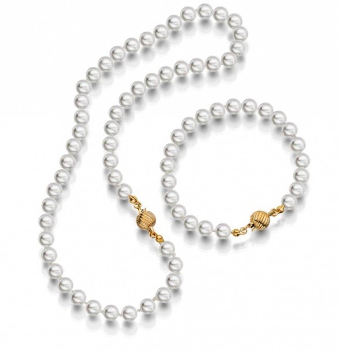Perlesett smykke+armband med kule