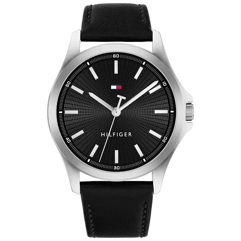 Tommy Hilfiger sort skinnreim/stål