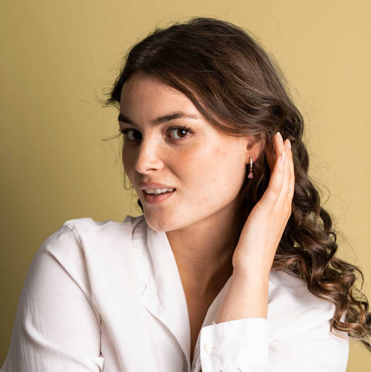 Fiji øreringer i forgylt sølv multifarget zirkonia