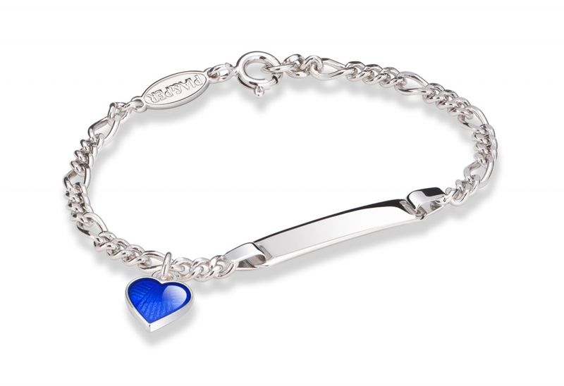 Pia og Per ID-armbånd med blått hjerte