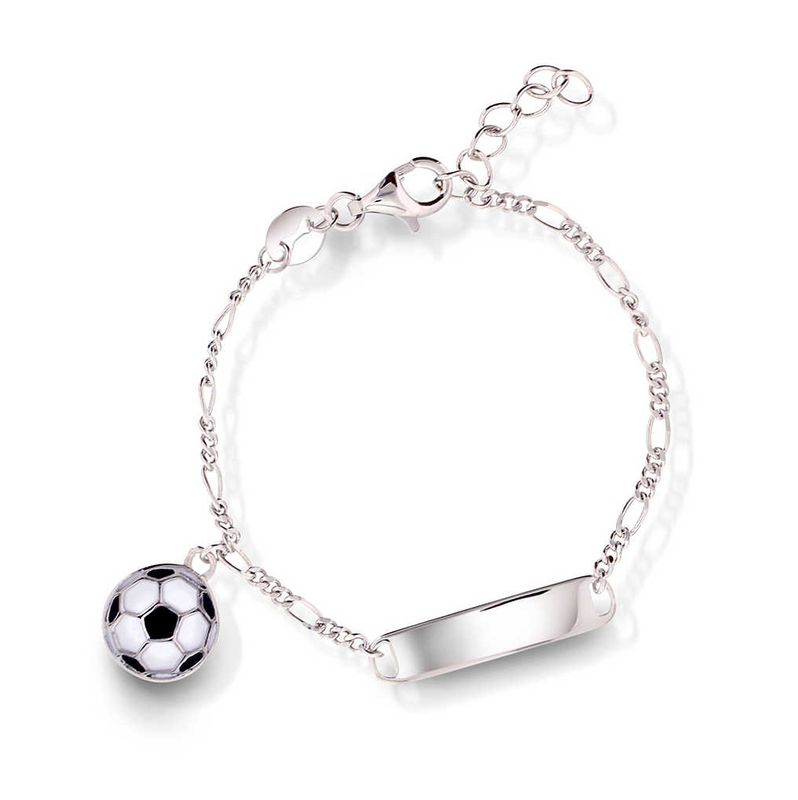 Armbånd i sølv med plate og fotball