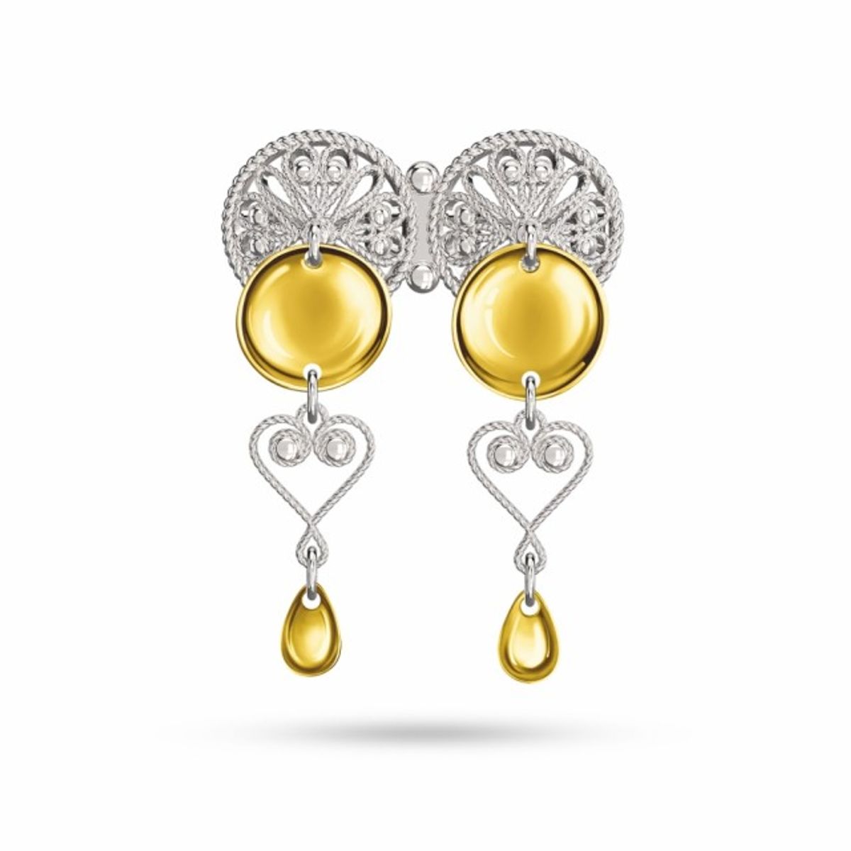 Indrid halsknapp med forgylte heng