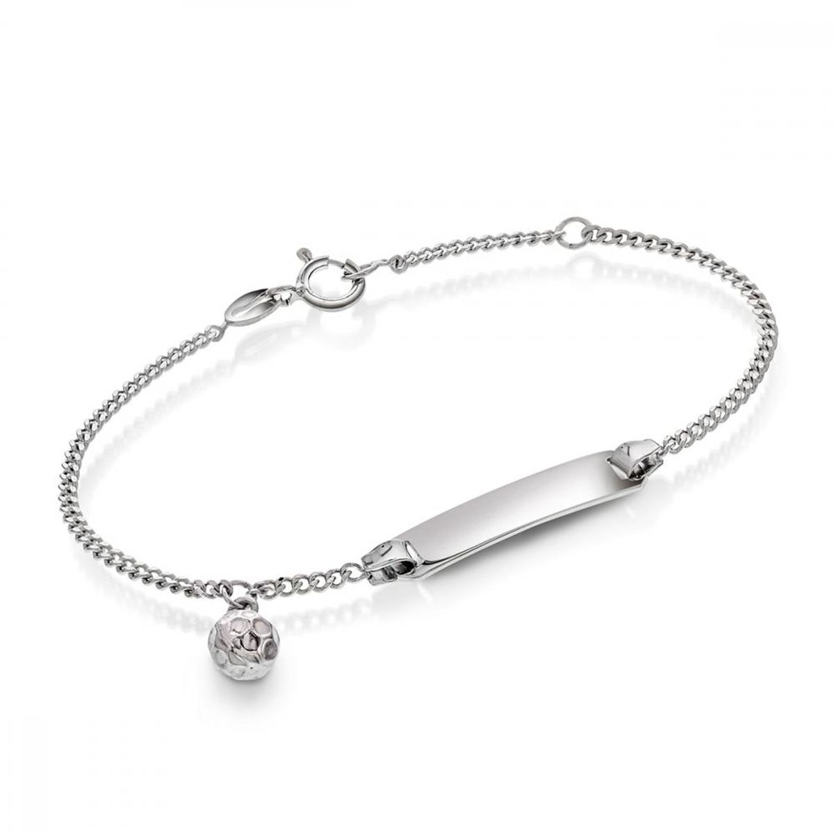 Sølv armband ID-plate og fotball