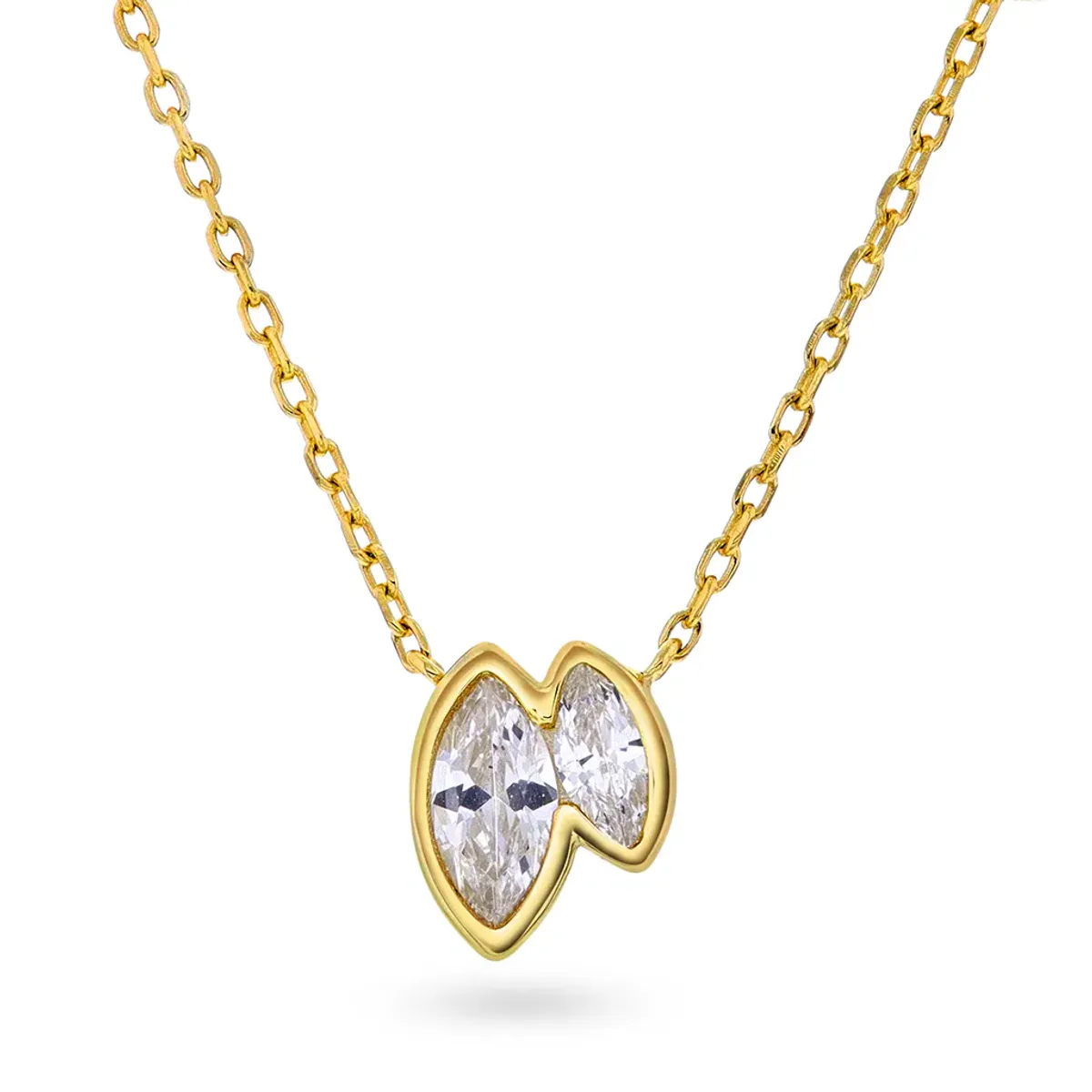 Nora Mørk smykke i  forgylt sølv med hvit sten