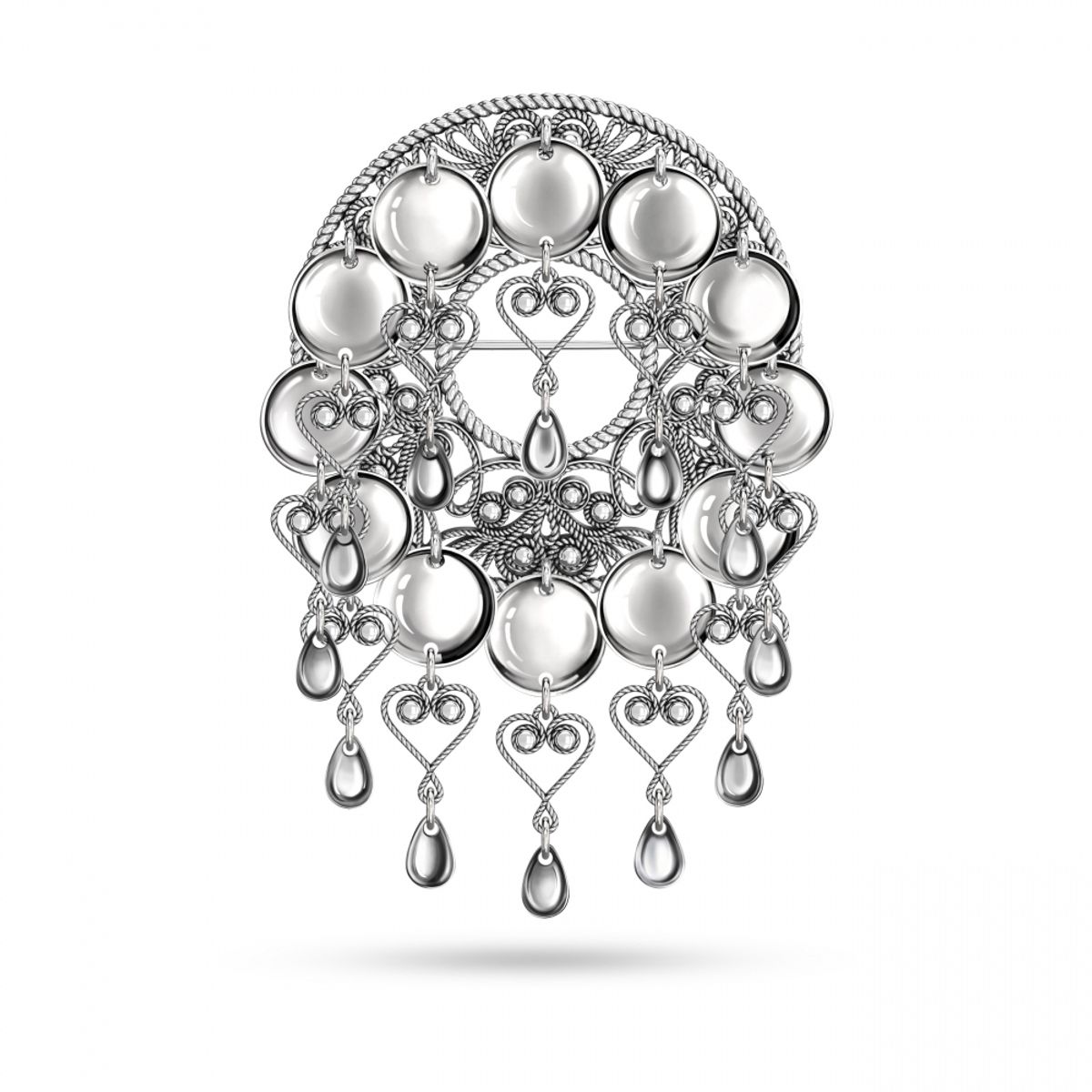 Ingrid-sølje med hjerteheng, 12 hjerter